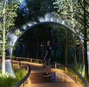 Sculptură de fântână de ceață circulară metalică